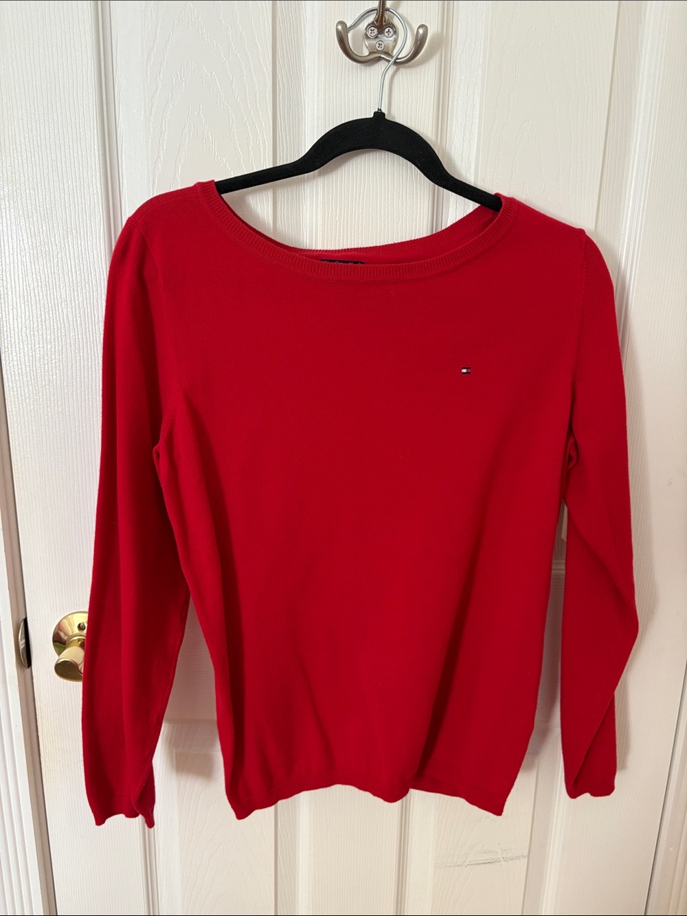 Tommy Hilfiger Bright Red Long Sleeve Crewneck Top